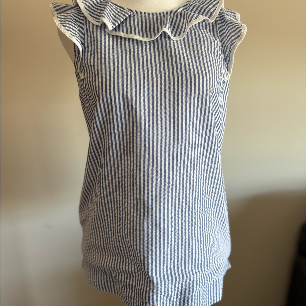 Dufffield Lane Blue and White Striped cotton Sleeveless Top